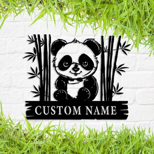 Custom Panda Metal Wall Art, Custom Metal Panda Sign, Bedroom Sign, Panda Sign With Name, Custom Nursery Decor, Metal Wall Decor, 8-24 Inch