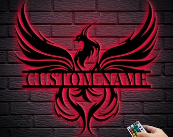 Phoenix Metal Wall Art: Custom Home Decor, 8-24 Inch