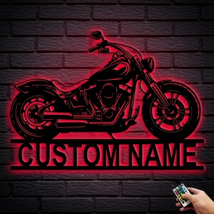 Motorcycle Metal Wall Sign, Personalized Motorcycle Biker Name Sign Decor, Metal Home Gift, Gift For Biker, Metal Signs Outdoor, 8-24 Inch
