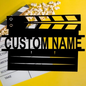 Custom Clapperboard Metal Wall Sign, Movie Metal Decor, Cinema Decor, Clapperboard Metal Hangings, Theater Decor, Film Decor, 8-24 Inch