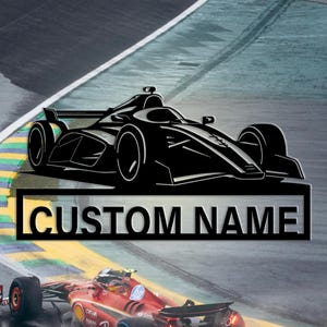 Metal Racing Car Sign, Formula 1 car Meatl Wall Art, Garage Decor, Garage Metal Sign, Man Cave Sign, Dad&#39;s Gift, 8-24 Inches