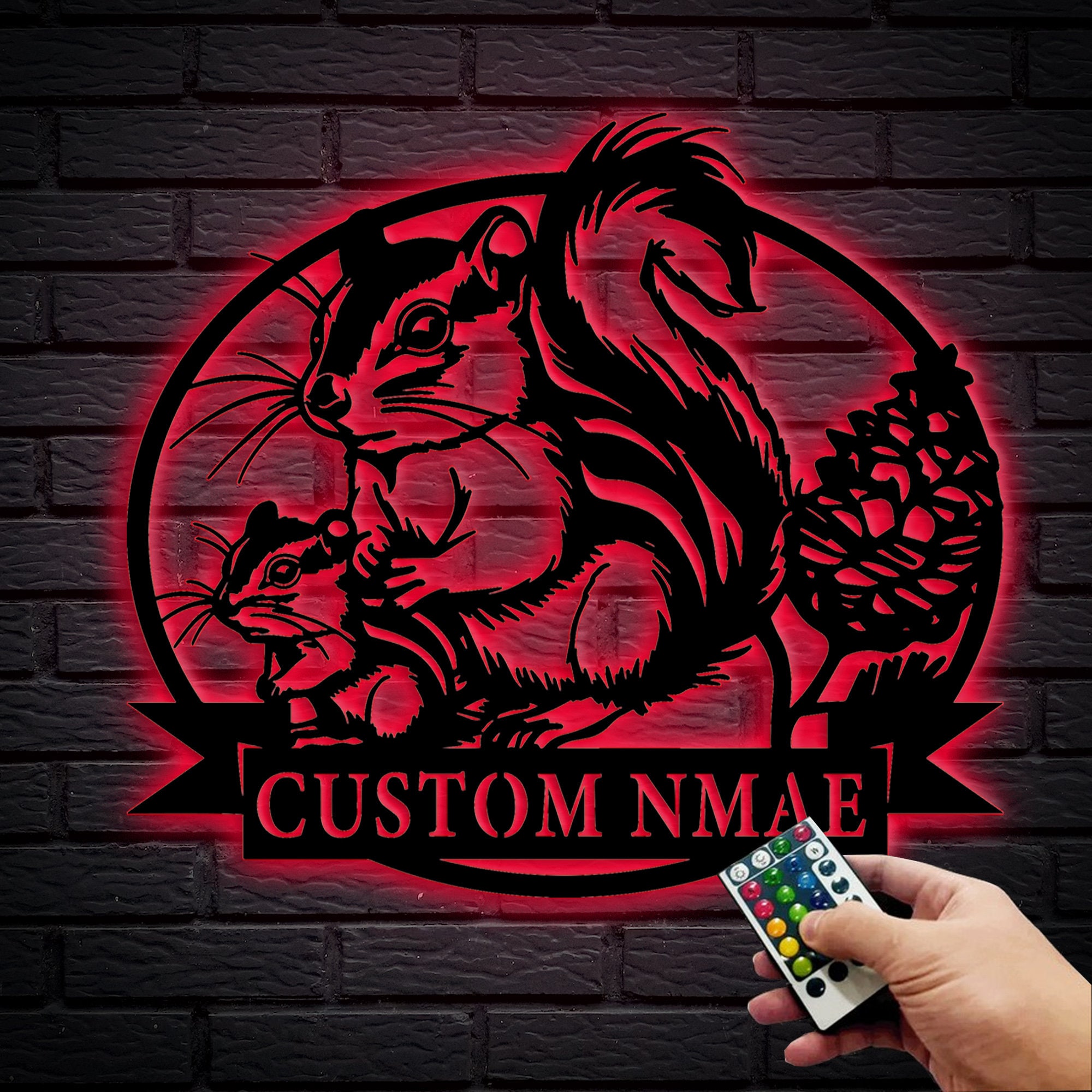 Custom Chipmunk Metal Wall Sign, Personalized Chipmunk Wall Decor, Kid ...