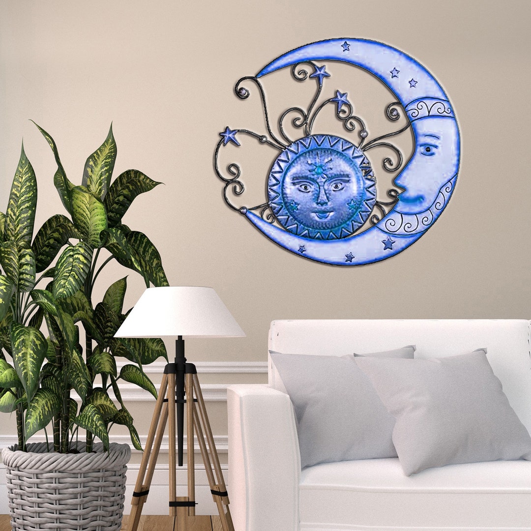 Metal Moon Sun and Stars Signgarden Wall Decormetal Moon Sun Etsy