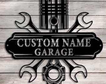Custom Garage Metal Wall Art | Personalized Workshop Name Sign| Mechanic Decor | Artistic Decor | Great for Workshop | Father&#39;s Day Gift