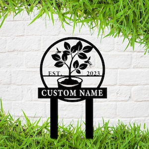Custom Garden Metal Sign wIth Stake, Metal Garden Stake, Garden Sign, Outdoor Decor, Yard Decor, Gift for Gardener, 8-24 Inch