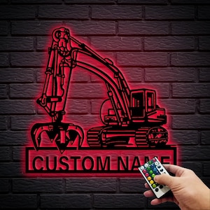 Custom Excavator Metal Wall Sign - Excavator Metal Wall Art - Backhoe Metal Decor - Business Gift - Man Cave - Father&#39;s Day Gift - 8-24 Inch