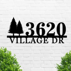 Custom Tree Metal Address Sign: Modern Home Decor, Monogrammed Gift