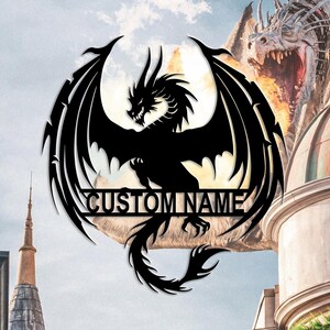 Custom Dragon Metal Sign: Personalized Name Wall Art