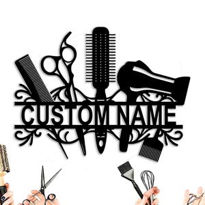 Custom Barbershop Metal Wall Art, Personalized Barbershop Sign, Decor for Barbershop, Barbershop Metal Decor, Hairdressers Gift, 8-24 Inch