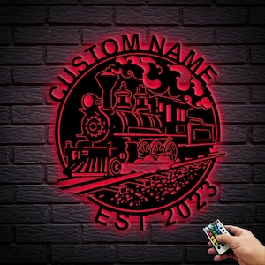 Custom Train Metal Sign, Train Room Decor, Business Sign, Birthday Gift, Locomotive Sign, Railroad Decor, Anniversary Gift, 8-24 Inch