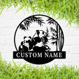 Custom Panda Metal Wall Art, Custom Metal Panda Sign, Bedroom Sign, Panda Sign With Name, Custom Nursery Decor, Metal Wall Decor, 8-24 Inch