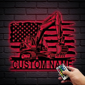 Custom Excavator Metal Wall Sign - Excavator Metal Wall Art - Backhoe Metal Decor - Business Gift - Man Cave - Father&#39;s Day Gift - 8-24 Inch