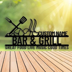 BBQ Grill Sign, Metal Wall Art, Grill Schild Decor, BBQ Metal Sign, Grill Chill Decor, father&#39;s BBQ, Smoker and Grilling Gift, Gift For Him