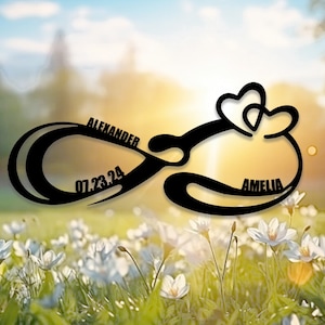 Benutzerdefinierte Infinity Metallschild, Infinity Herz Wandkunst, Infinity Metallschild, Familienwanddekor, Hochzeitsgeschenke, Infinity Metallkunst 8-24 Zoll