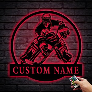 Custom Hockey Goalie Metal Wall Sign, Personalized Hockey Goalie Metal Wall Decor, Gifts For Hockey Player, Hockey Goalie Logo, 8-24 Inch