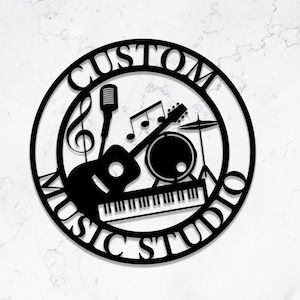 Personalized Music Studio Metal Sign: Custom Musical Instrument Decor