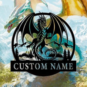Custom metalen bord draken: gepersonaliseerde naam muurkunst