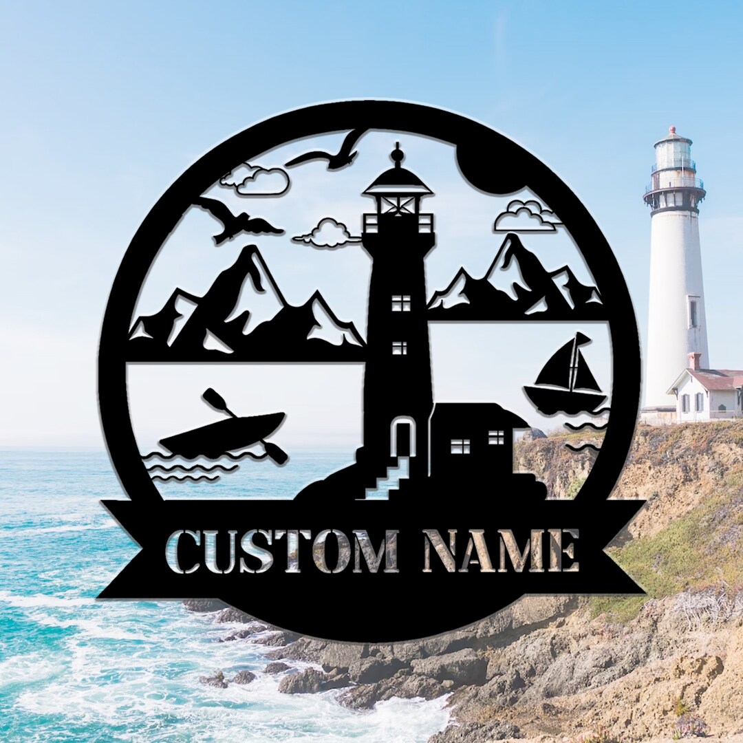 Personalized Lighthouse Nautical Metal Sign | Custom Lighthouse Wall ...