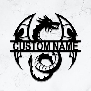 Personalized Dragon Metal Sign: Custom Name Monogram Wall Art