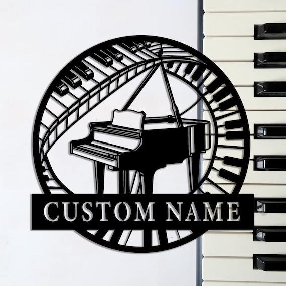 Custom Piano Metal Sign, Piano Player Name Sign, Music Wall Art, Personalized Music Piano Decor, Piano Lover Gift, Home Decor, 8-24 Inch