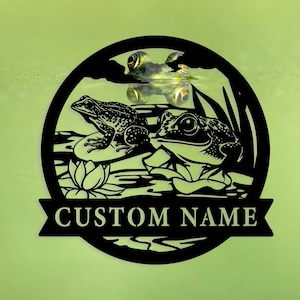Custom Frog Metal Wall Sign, Personalized Frog Name Sign, Decor For Room, Frog Metal Home Decor, Custom Frog, Frog Metal Decor, 8-24inch