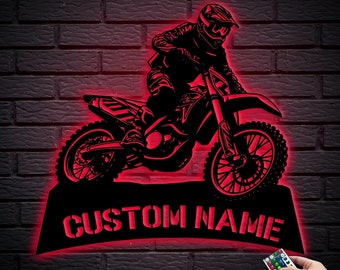 Custom Dirt Bike Metal Wall Art, Dirtbike Metal Sign, Motocross Decor, Biker Name Metal Sign, Motorcycle Biker Gift, 8-24 Inch