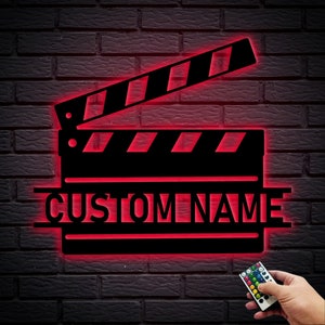 Custom Clapperboard Metal Wall Sign, Movie Metal Decor, Cinema Decor, Clapperboard Metal Hangings, Theater Decor, Film Decor, 8-24 Inch