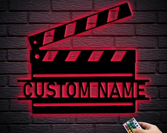 Custom Clapperboard Metal Wall Sign, Movie Decor (8-24 Inch)