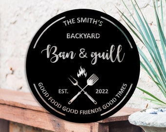 BBQ Grill Sign, Metal Wall Art, Grill Schild Decor, BBQ Metal Sign, Grill Decor, father's BBQ, Smoker Grilling Gift, Gift For Him, 8-24 Inch