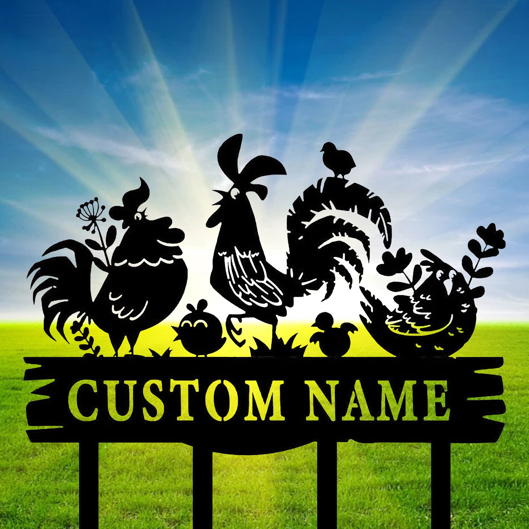 Personalized Chicken Coop Sign: Metal Garden Stake, Custom Yard Decor (8-24 Inch)