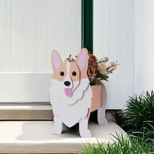 Dog-Shaped Flower Pot，Corgi dog decorations, Unique Garden art，Corgi dog flower pots，Indoor and Outdoor Plant Display