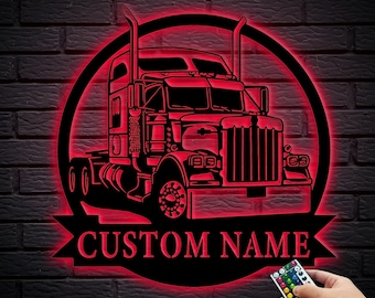 Personalized Semi-Truck Metal Wall Art: Custom Name Plate