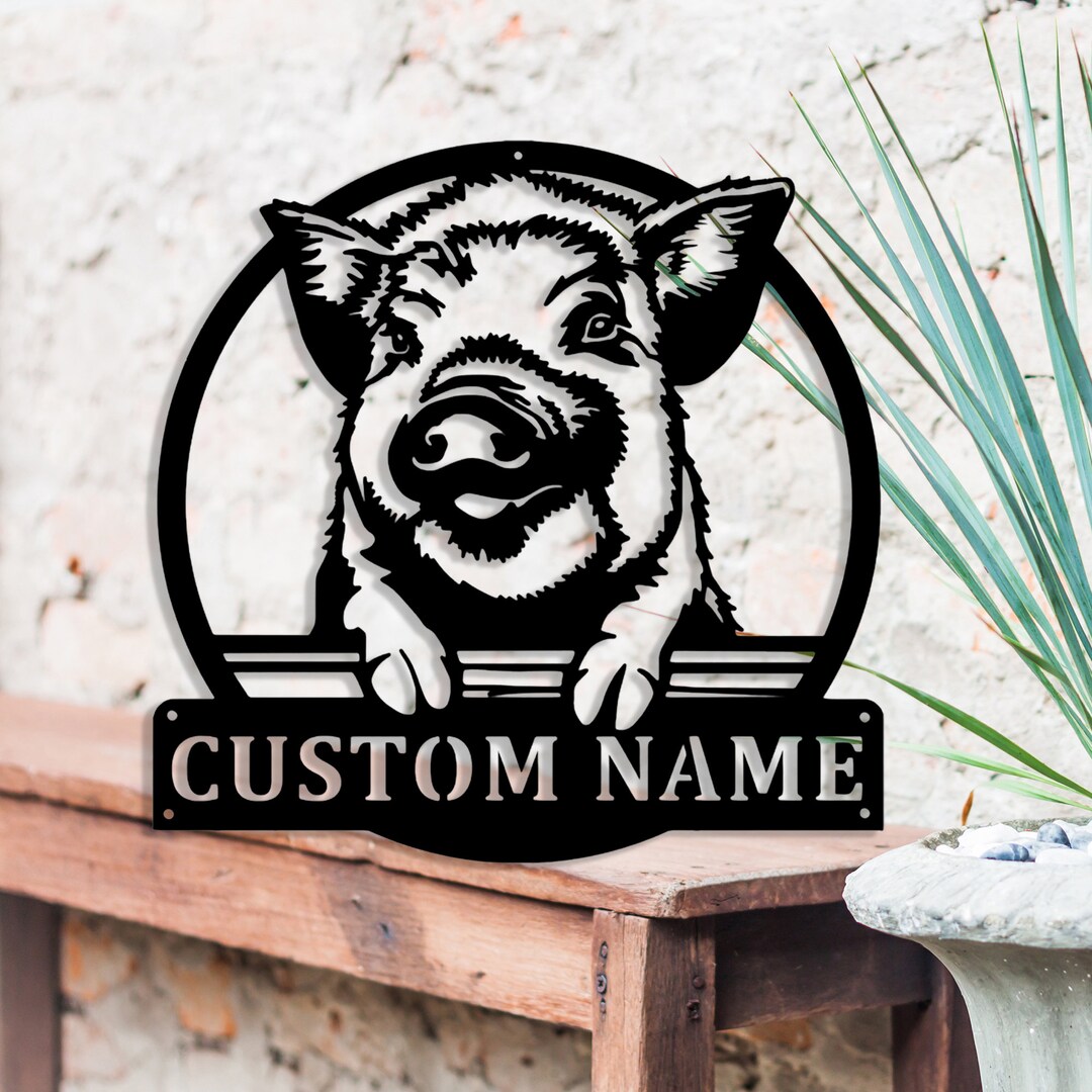 Custom Pig Metal Wall Art Pig Wall Decor Farm Pig Sign Pig Wall Decor