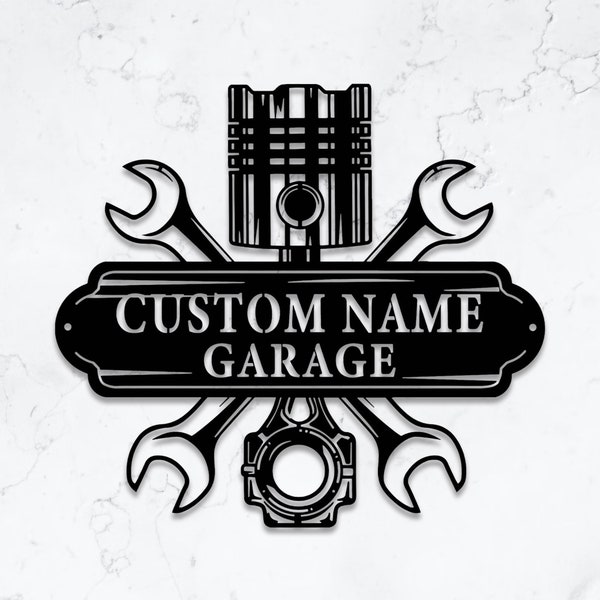 Custom Garage Metal Wall Art | Personalized Workshop Name Sign| Mechanic Decor | Artistic Decor | Great for Workshop | Christmas Gift