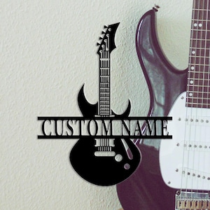 Custom Guitar Metal Wall Art, Personalized Guitarist Name Sign, Home Decor, Music Room Decor, Kids Gift, Father&#39;s Day Gift, 8-24inches