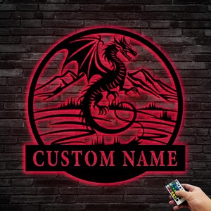 Custom Dragon Metal Sign: Personalized Name Wall Art (8-24 Inches)