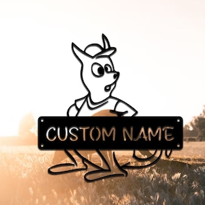 Personalized Kangaroo Metal Sign, Custom Kangaroo Sign, Metal Sign, Kangaroo Sign, Outdoor Decor, Wall Hangings, Wall Decor, Black, 8-24inch