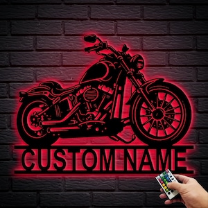 Custom Motorcycle Metal Wall Sign, Personalized Biker Name Sign Decor, Metal Home Decor Gift, Gift For Biker, Metal Signs Outdoor, 8-24 Inch