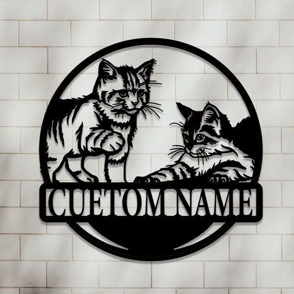 Custom Cat Metal Wall Sign, Custom Cat Metal Wall Art, Cat Wall Decor, Nursery Decor, Pet Lover Gift, Cat Sign, Housewarming Gift, 8-24 Inch