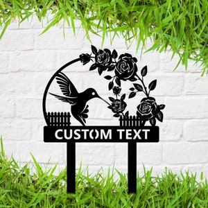 Custom Hummingbird Garden Metal Sign with Stake - Outdoor Decor