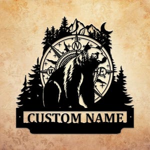 Custom Bear Metal Sign Wall Art, Custom Bear Lover Sign, Home Decor, Bear Lover Gift, Bear and Cabin Wall Outdoor Sign, Housewarming Gift