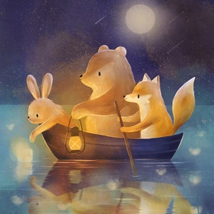 Woodland Animals Art Print | Bear, Fox, Rabbit Nursery Decor