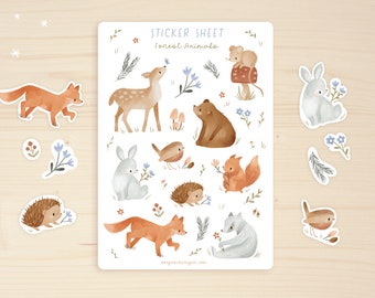 Sticker Sheet Woodland Animals | Planner Stickers | Sticker Children | Sticker Sheet