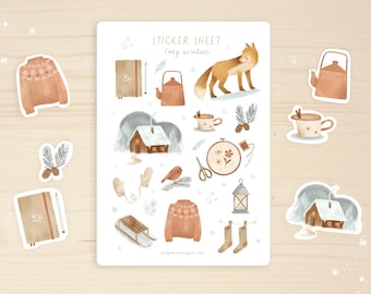 Cozy Winter Sticker Sheet | Hygge Planner, Journal Stickers