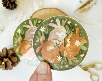 Bunny Sticker | Vinylsticker | Matte | Glossy | Flowers | Stationary Kids