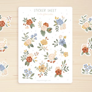 Sticker Sheet Cute Florals | Flower Sticker | Sticker for Planner | Notebook Decoration