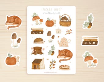 Sticker Sheet Fall | Planner Stickers | Sticker Children | Autumn Decor | Woodland Stickers