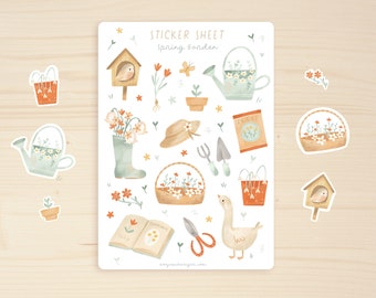 Stickerbogen Garten | Planner Stickers | Aufkleber Frühling | Bujo Sticker