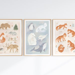 Nursery Wall Art | Set of 3 | Kids Room Decor | Baby Gift | Pastel Colors