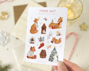 Sticker Sheet Christmas | Woodland Stickers | Holiday Stickers
